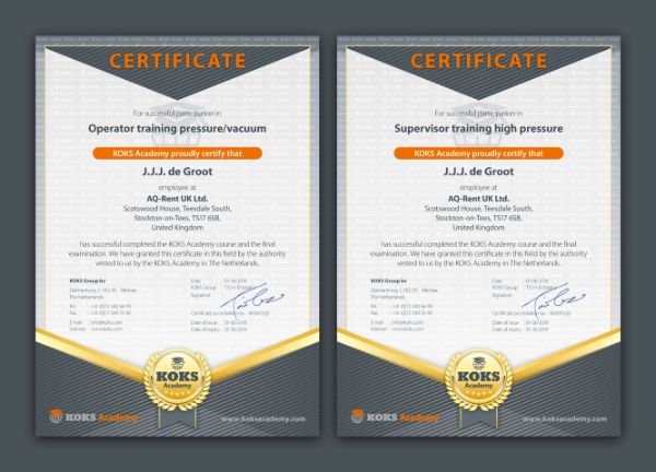 druk-/vacuümwagen training certificering koks academy certificaat cursus